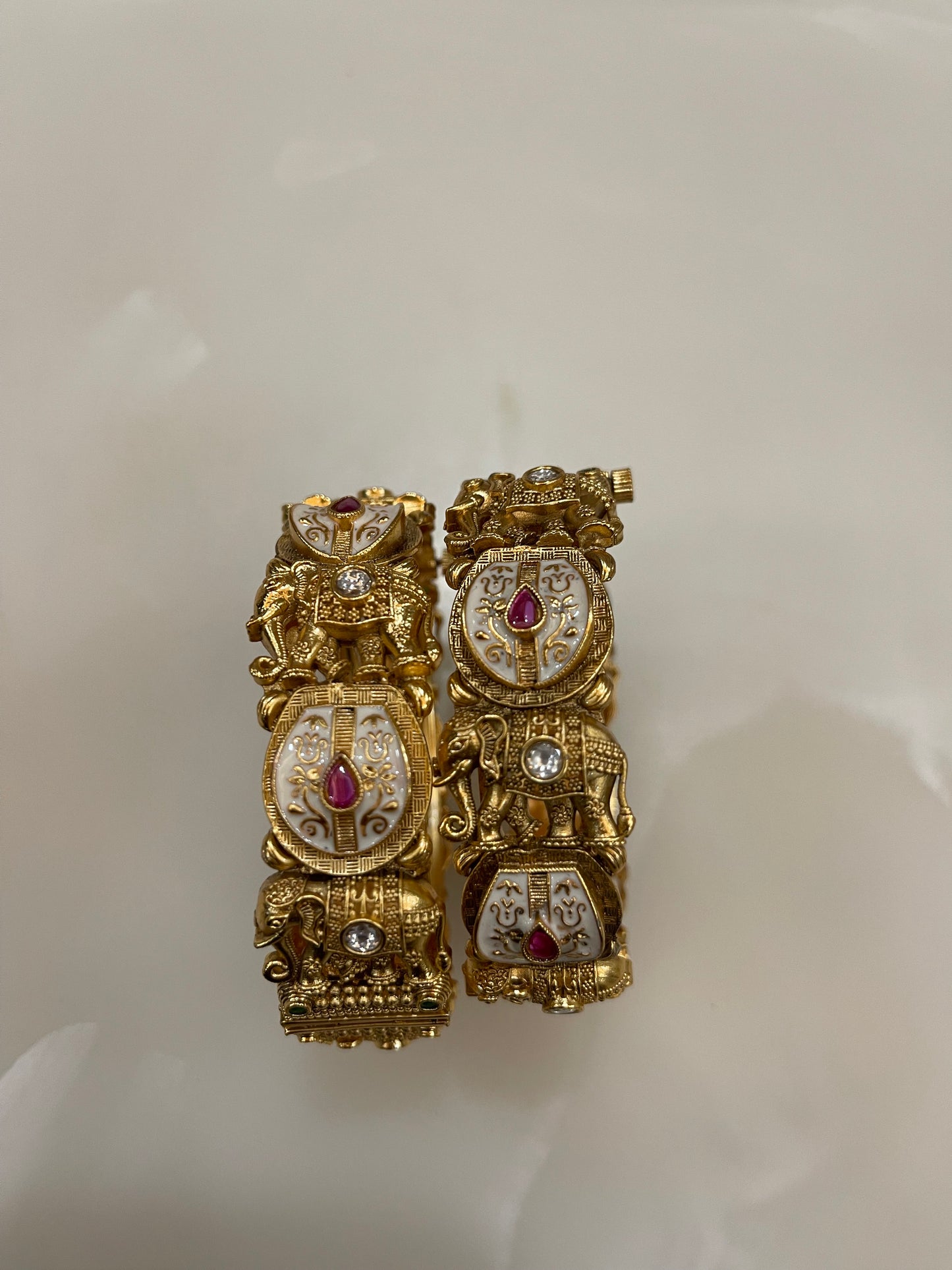 Gajraj Temple Elephant Kada Bracelet Pair