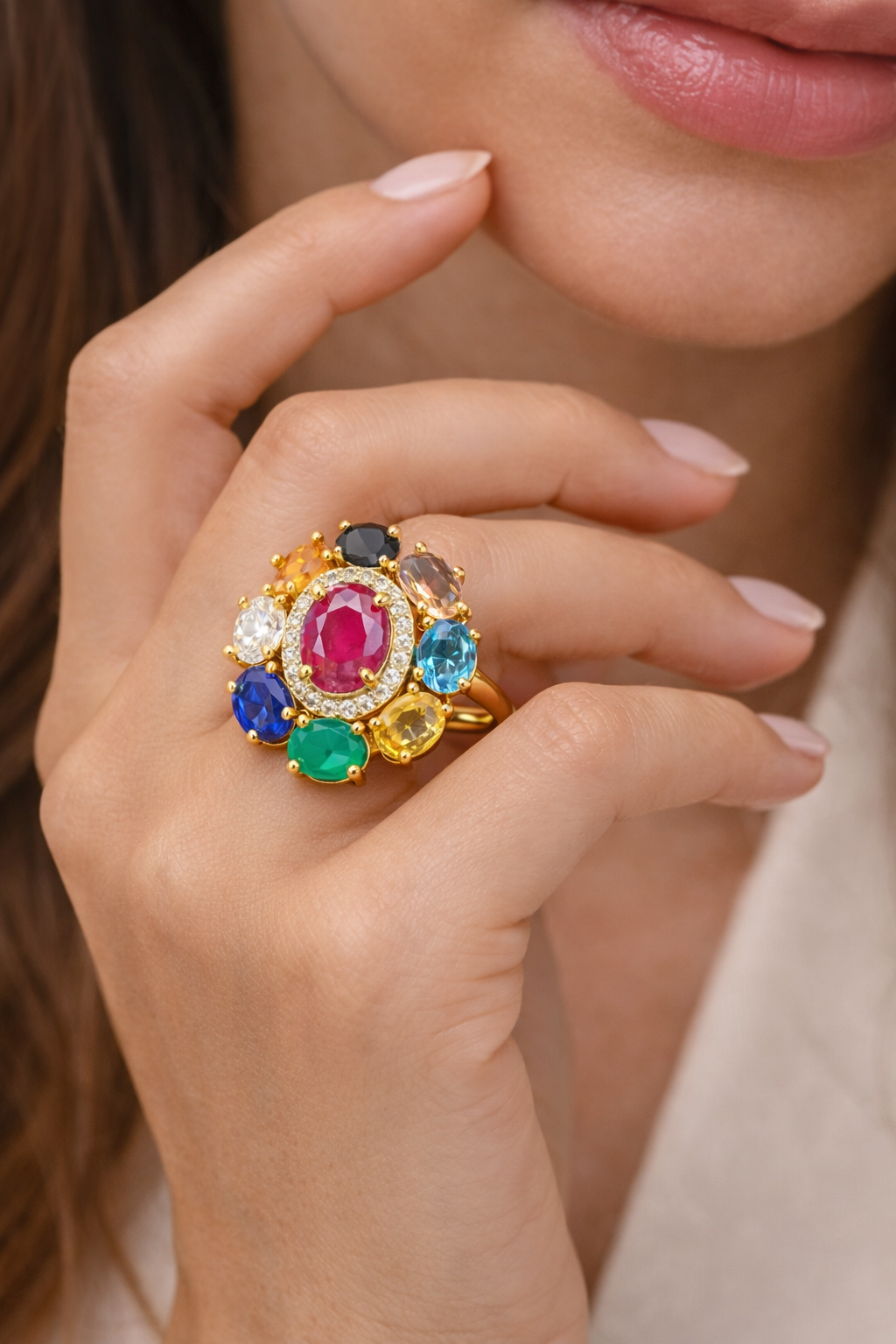 Cosmic Navratna Statement Ring