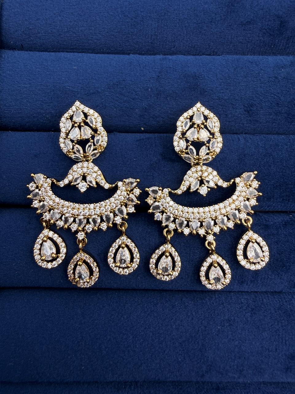 Noor Chandrika CZ Chandelier Earrings