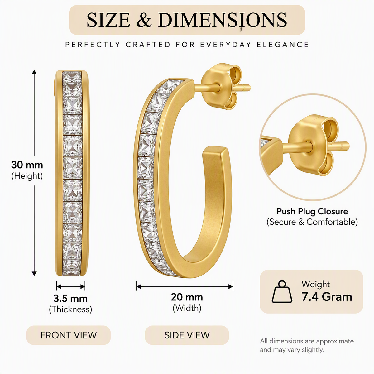 Golden CZ Open Hoop Earring