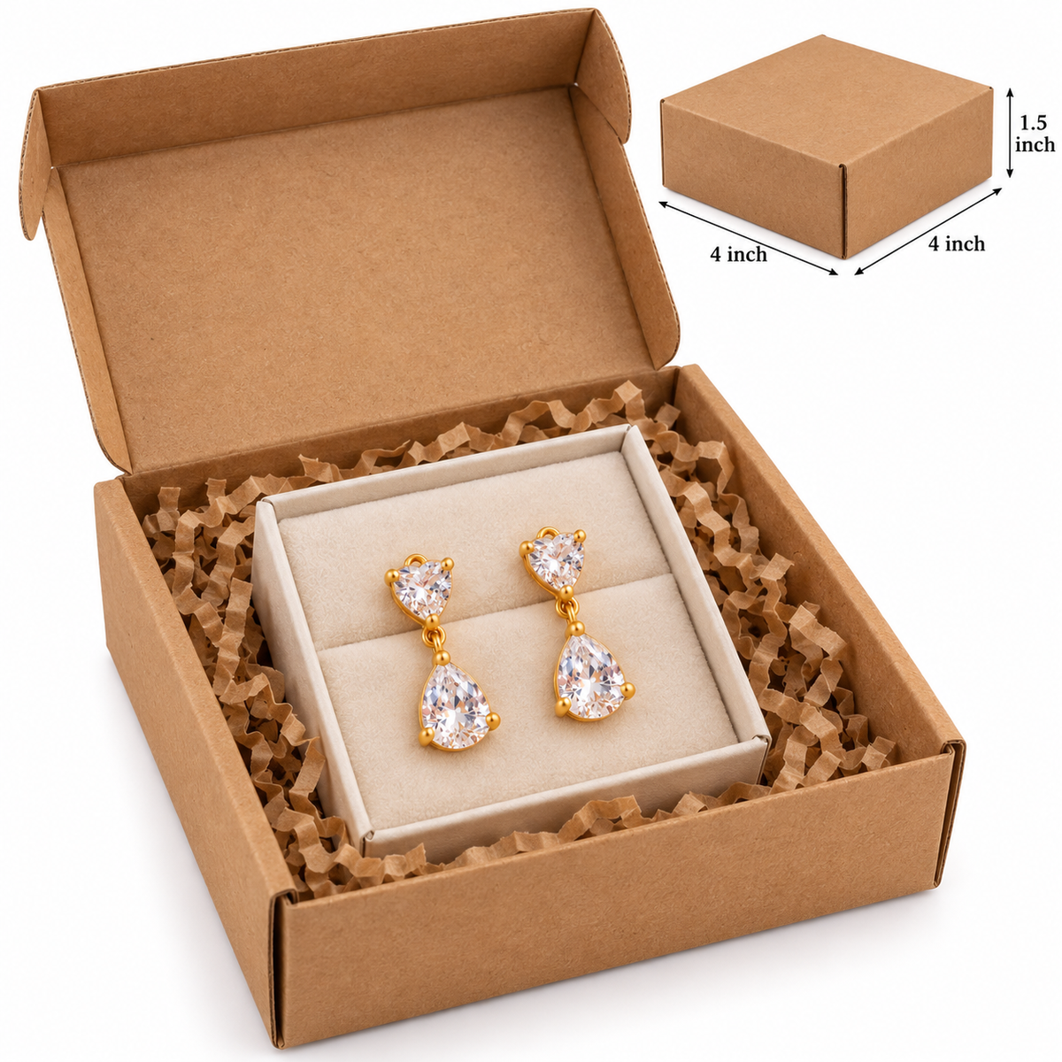 Golden CZ Teardrop Drop Earrings