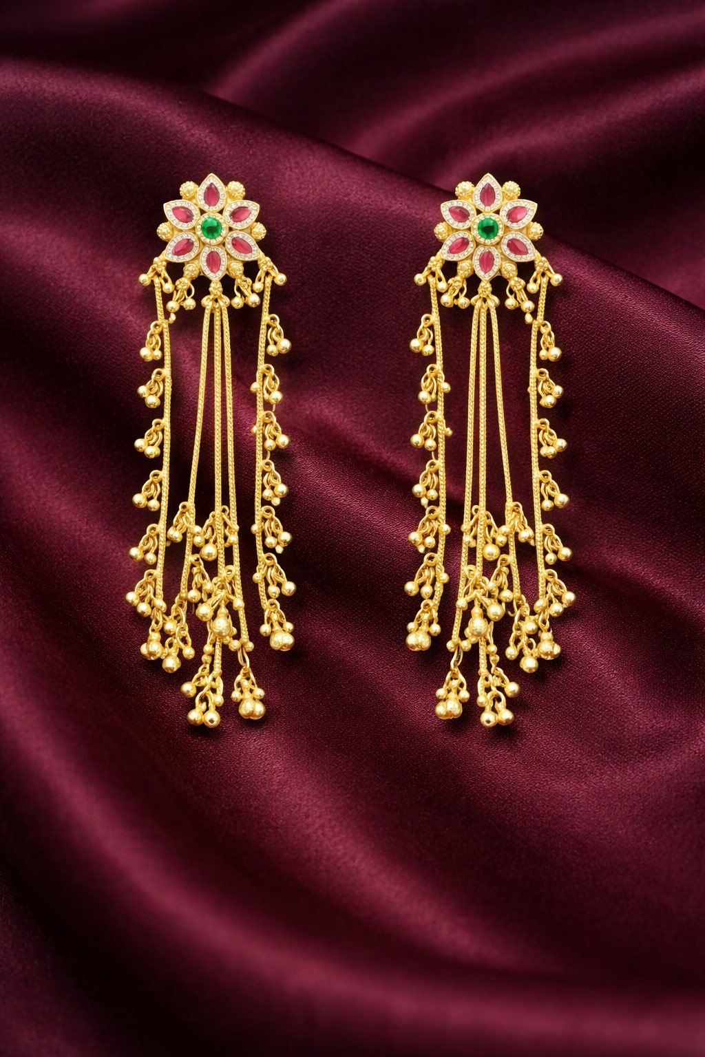 Swarna Pushp Tassel Earrings