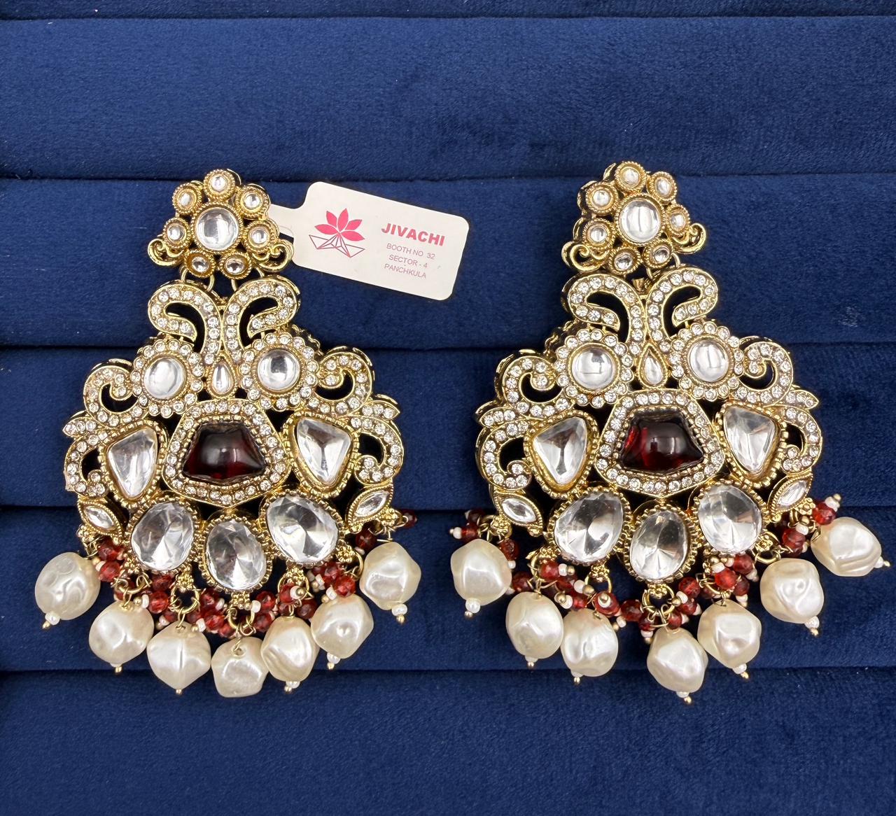 Noor Kundan Pearl Drop Earrings