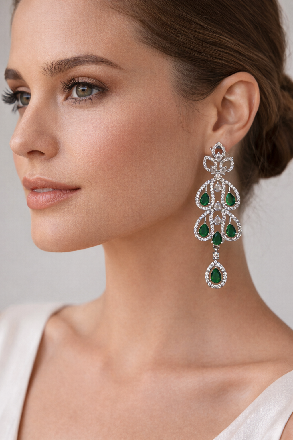 Emerald Royale Cascade CZ Chandelier Earrings