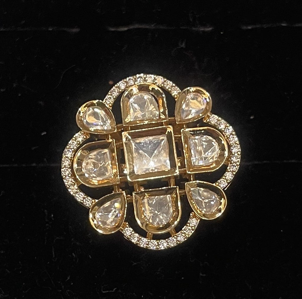 Floral Square CZ Statement Ring