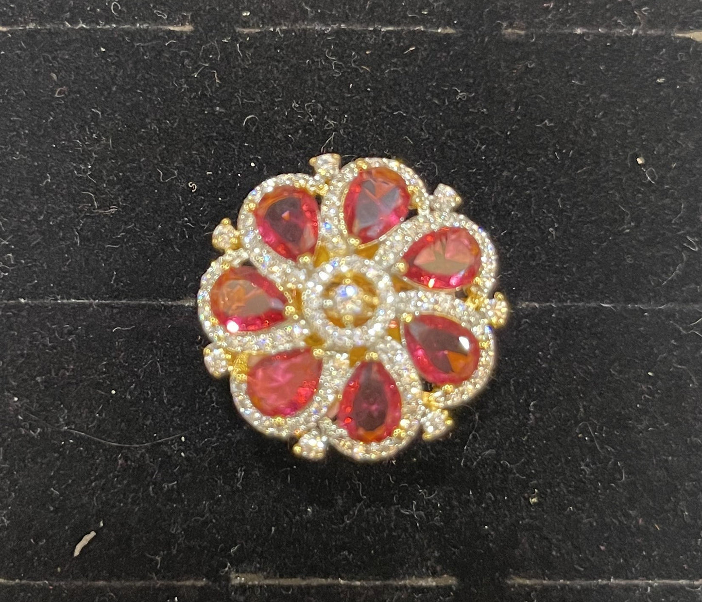 Ragini Floral Ruby-Tone Ring