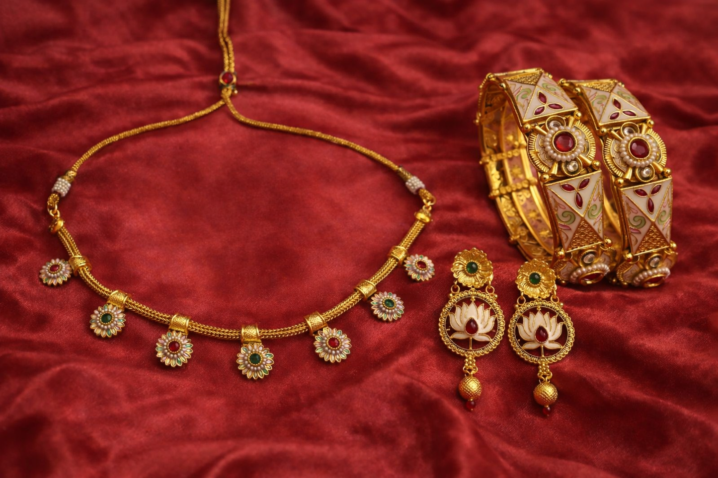 Meenakari Floral Heritage Necklace Set