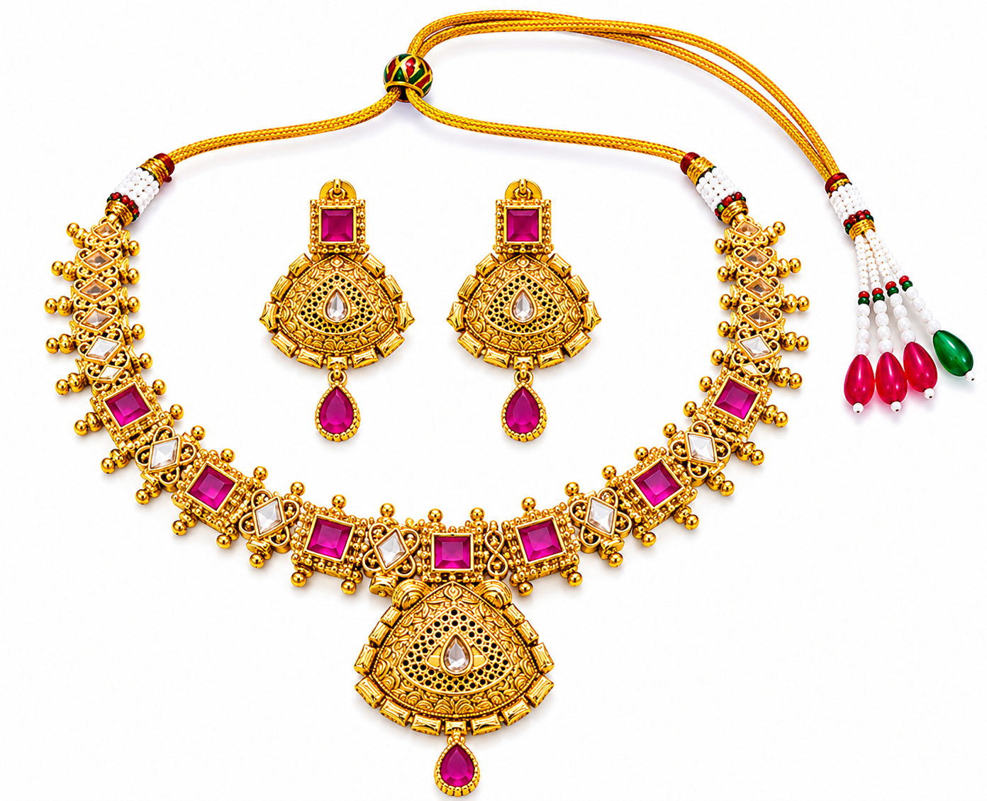 Nayantara Antique Temple Necklace Set