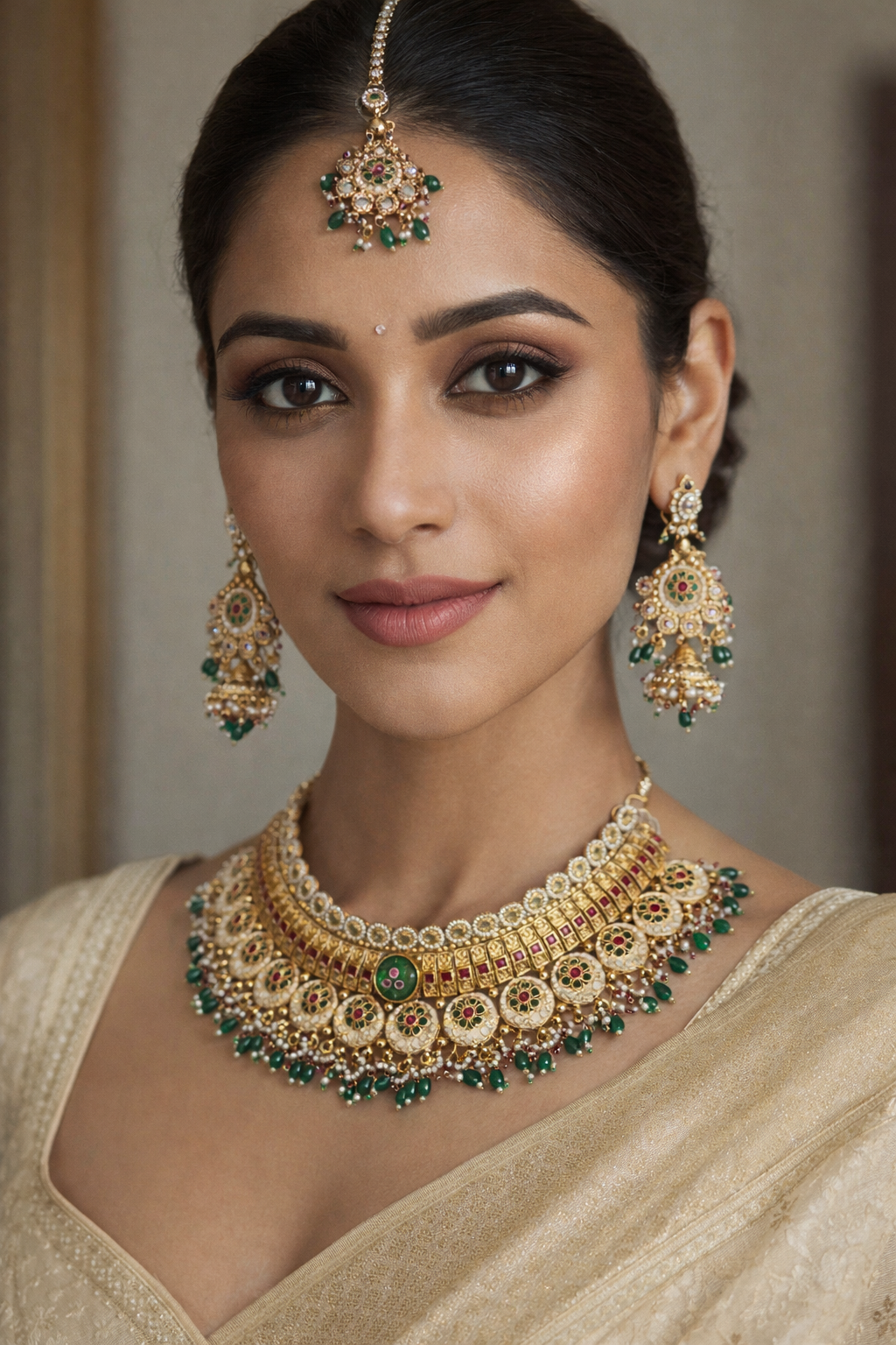 "Emerald Rani" Kundan Bridal Necklace Set
