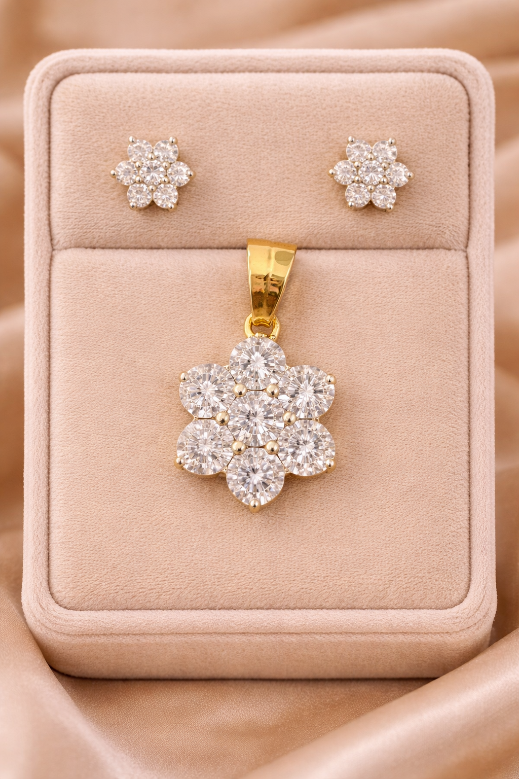 Eterna Bloom Diamond-Style Pendant & Stud Set