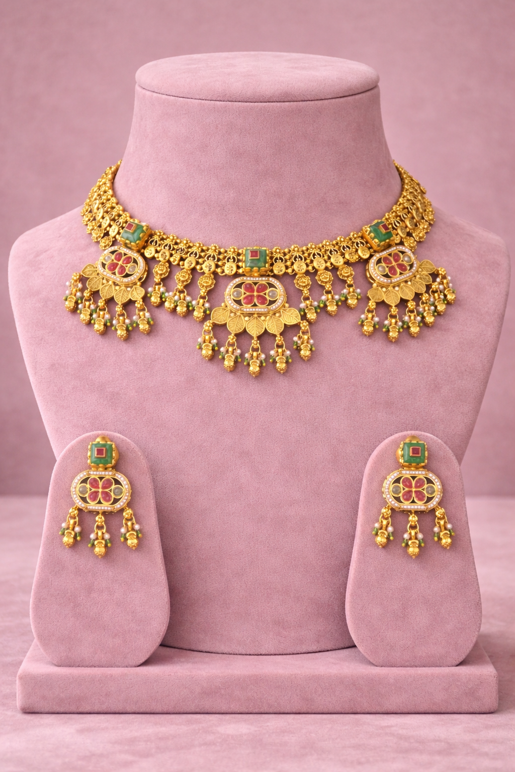 Pushpa Polki Choker Necklace Set
