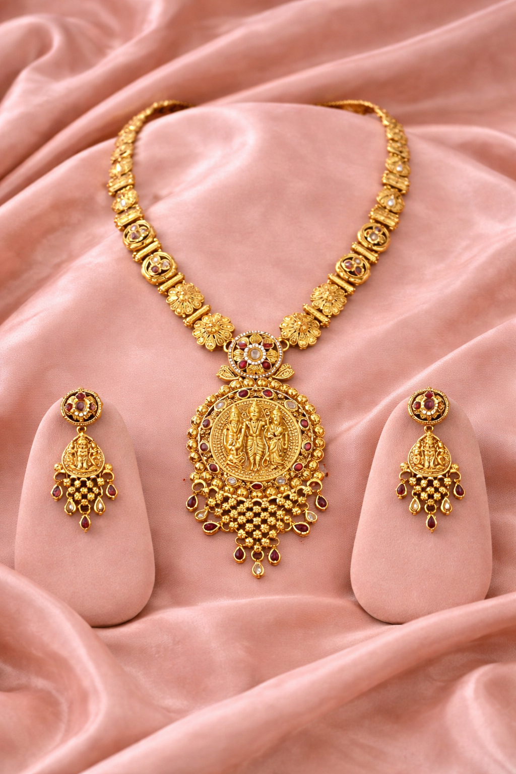 Shri Ram Darbar Temple Long Necklace Set