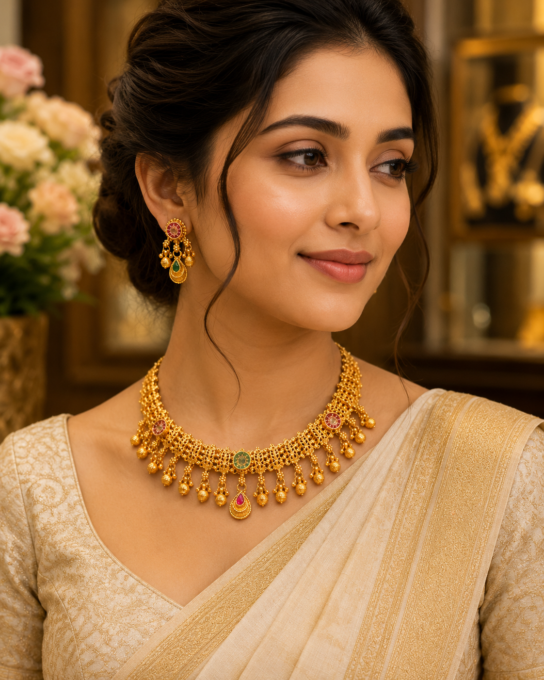 Rajnidhi Kundan Ghungroo Necklace Set
