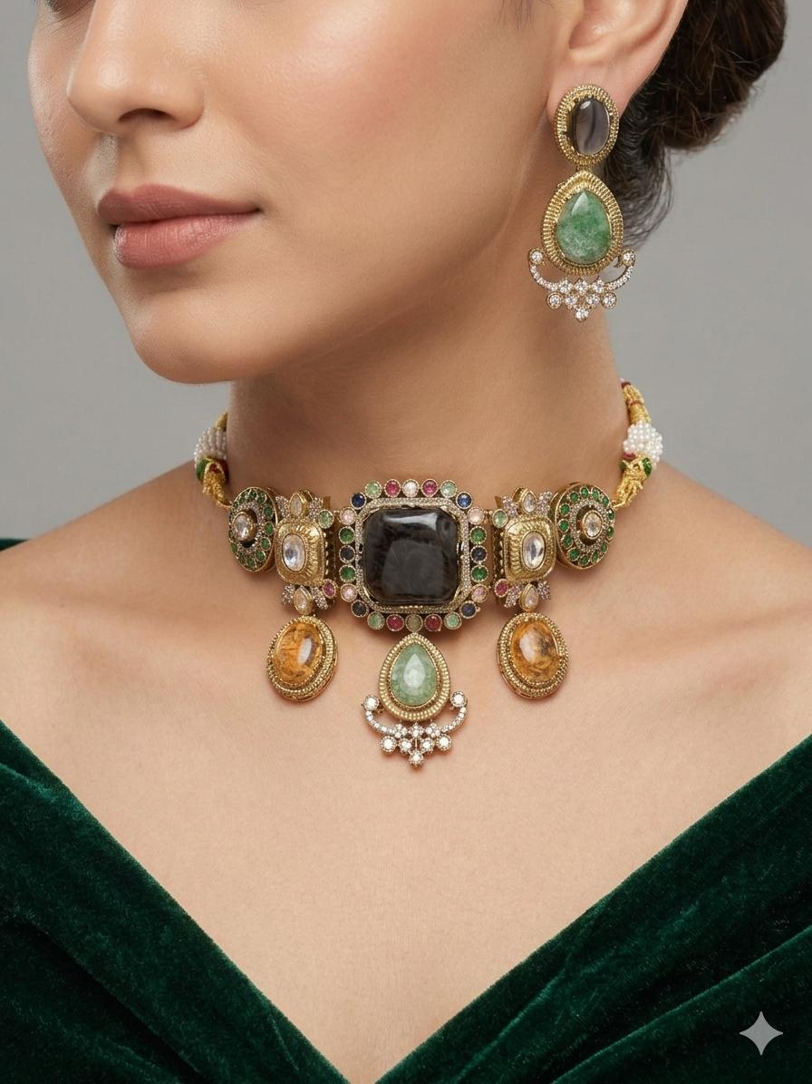 Emerald Mist Cocktail Choker Set