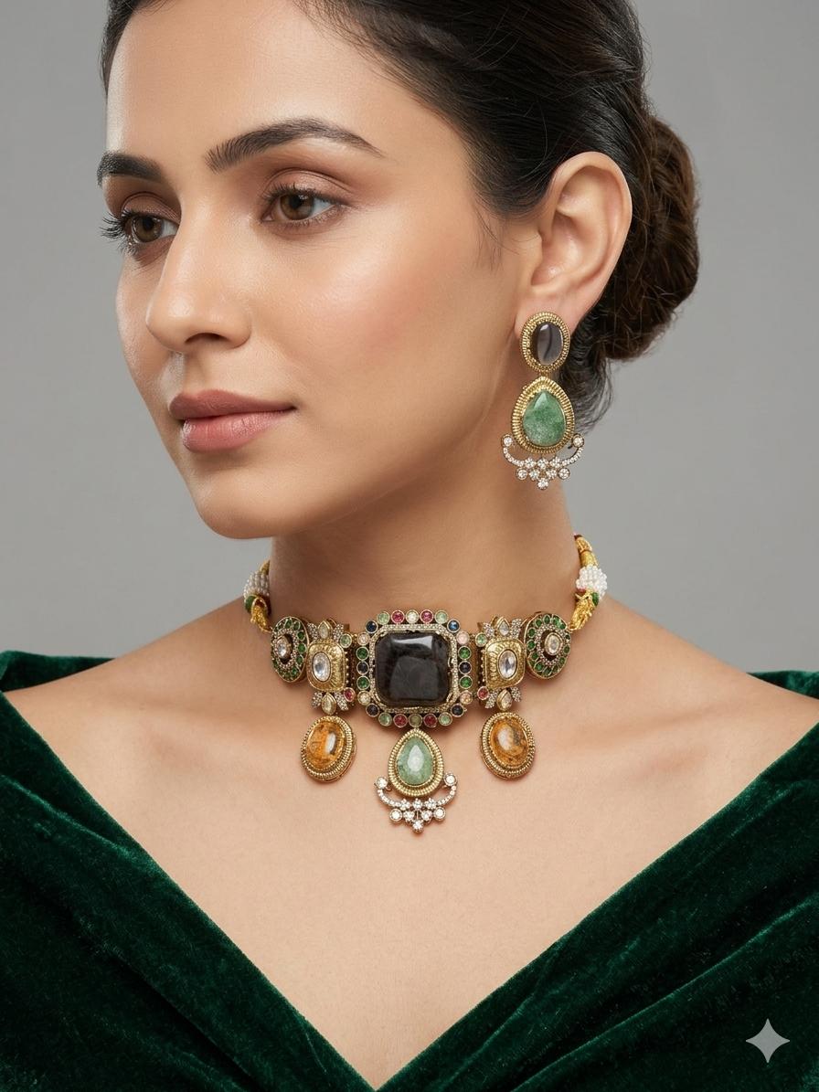 Emerald Mist Cocktail Choker Set