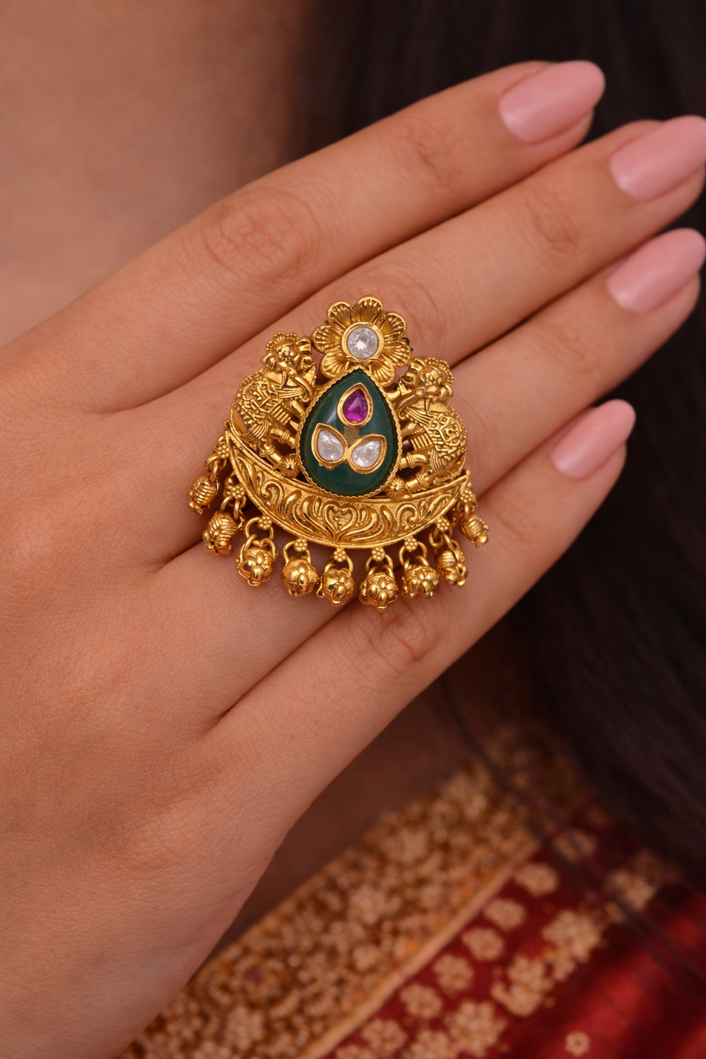 Antique Peacock Temple Ring