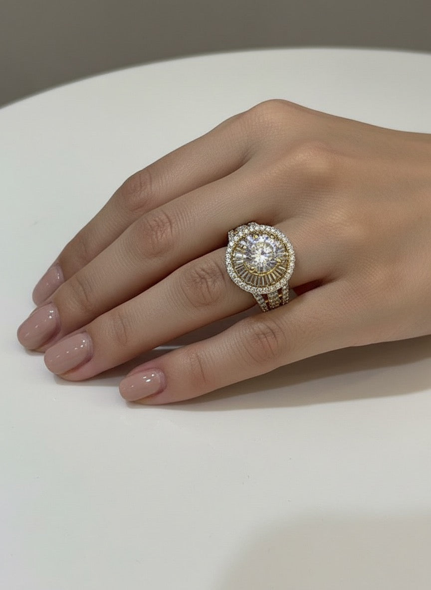 Aurora Sunburst Halo Ring