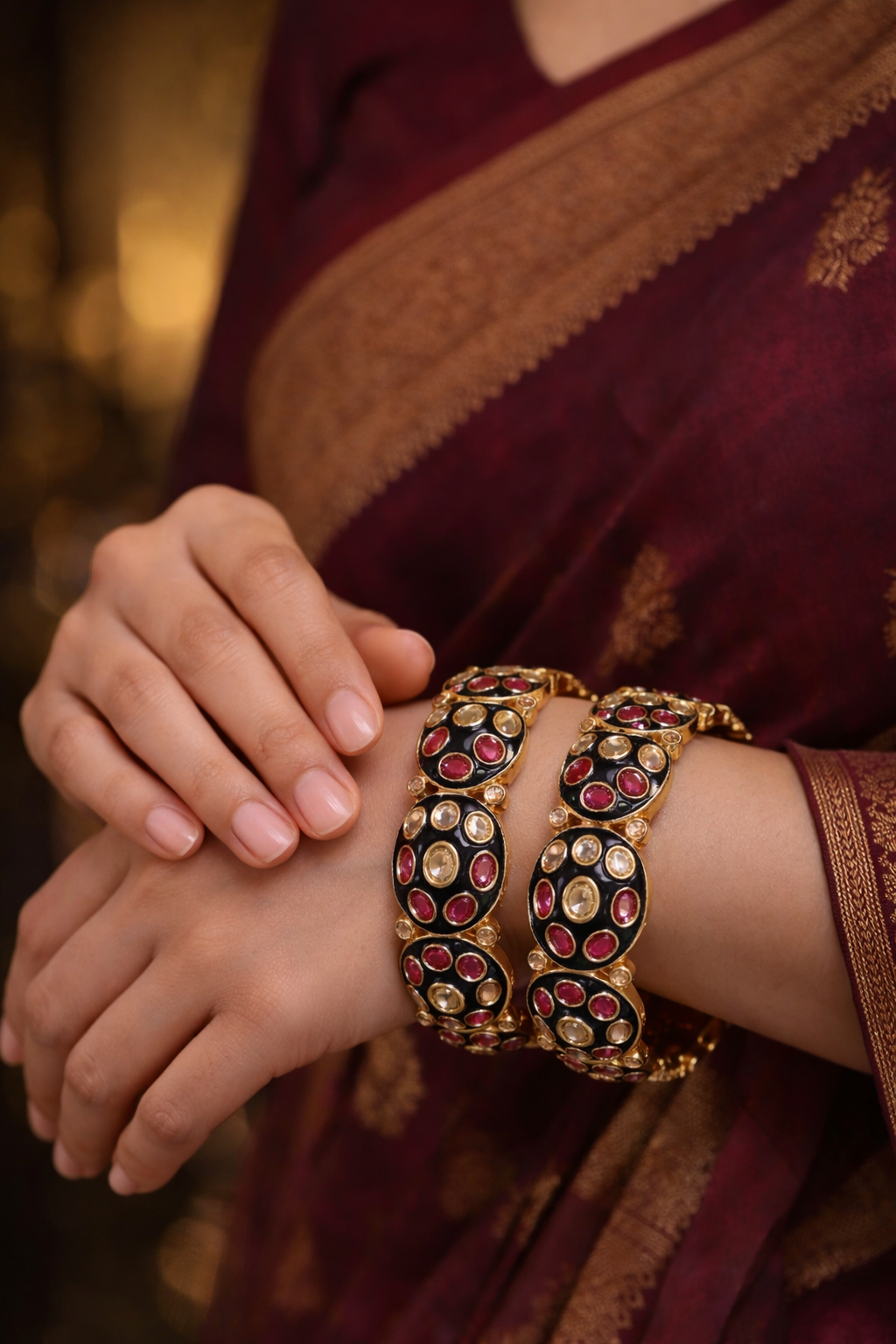 Noir Ruby Polki Luxe Statement Bangles
