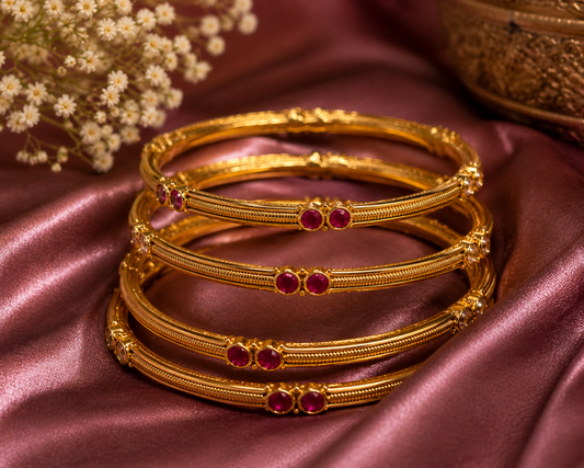 Vaidehi Ruby Gold Bangles Set