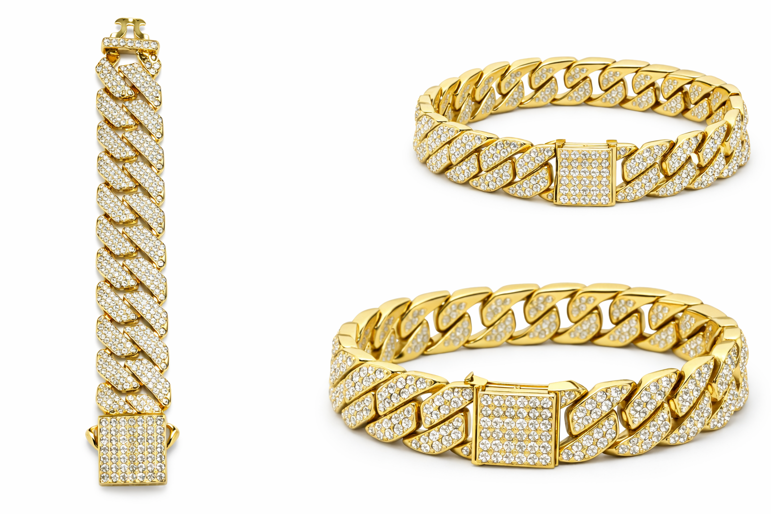 Diamond Cuban Link Bracelet (Ring Bracelet Style), elegant gold-tone finish