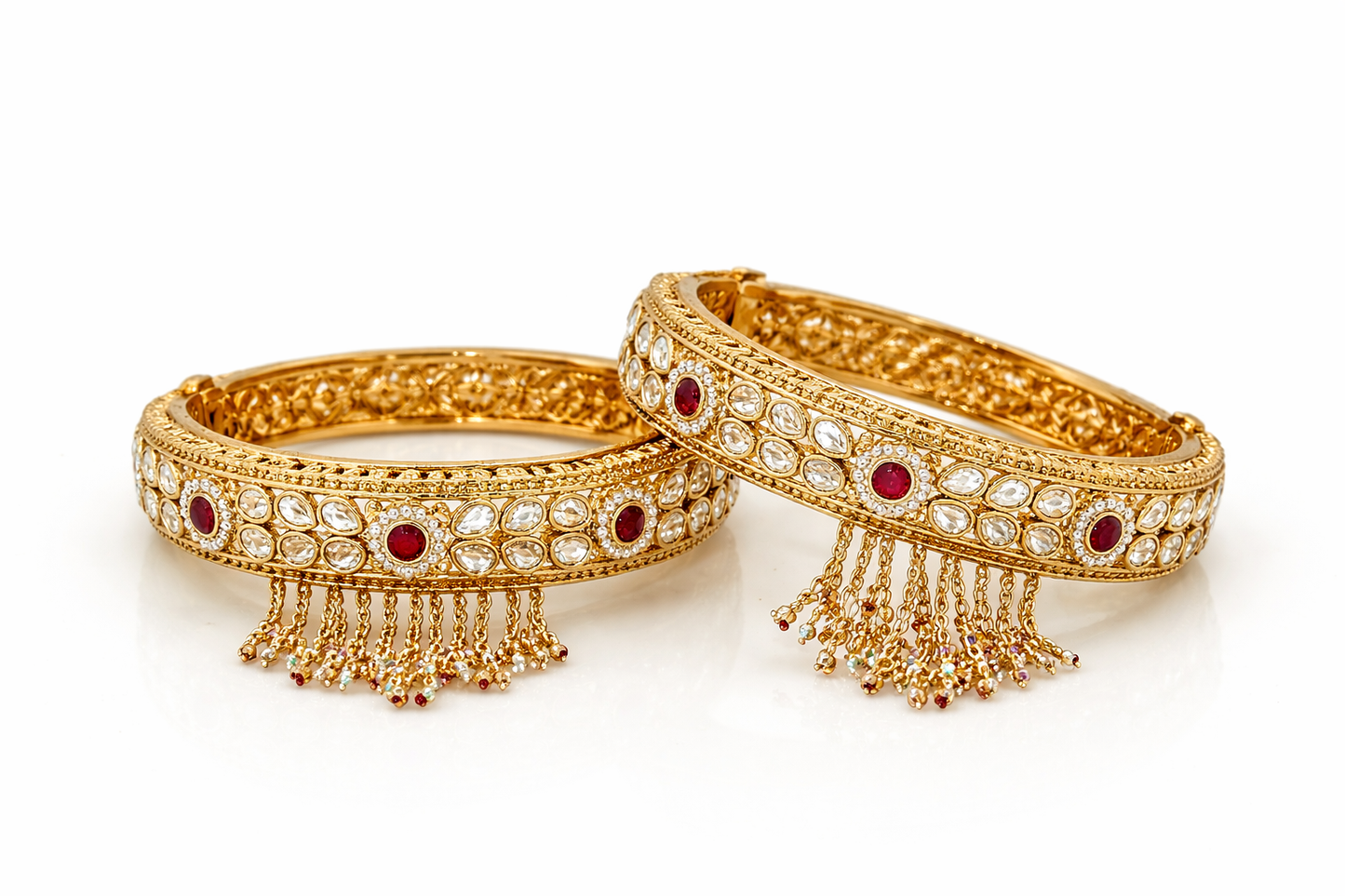 Rajkumari Kundan Floral Kada Bracelet Pair