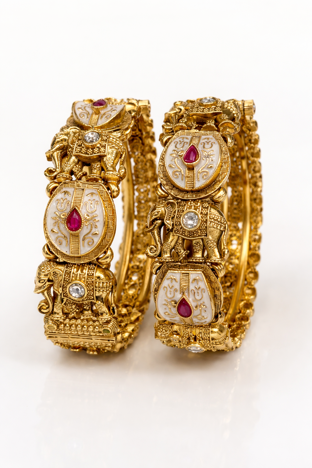 Gajraj Temple Elephant Kada Bracelet Pair
