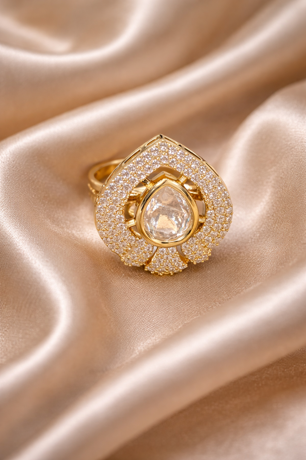 Celestia Pear Halo Diamond-Style Ring
