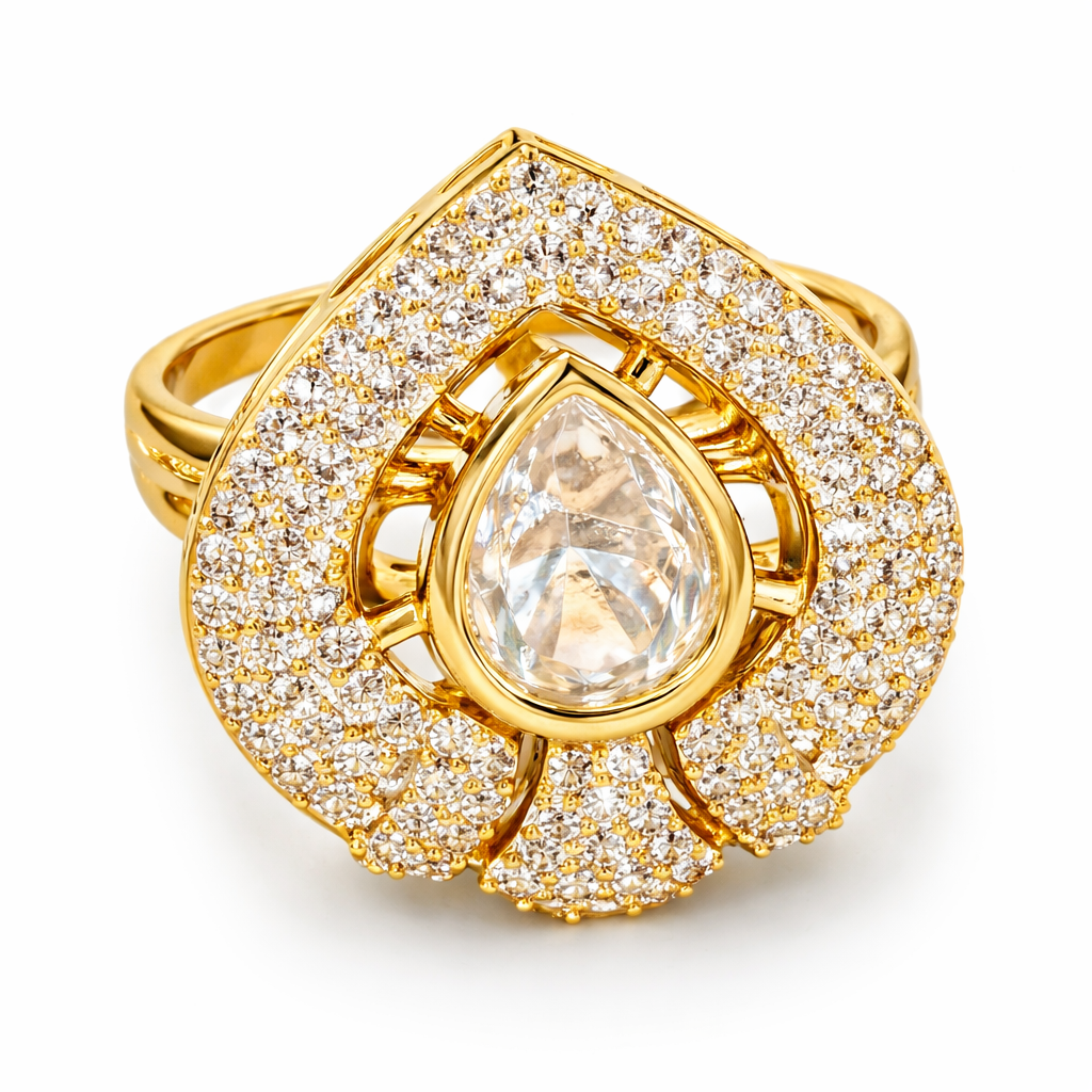 Celestia Pear Halo Diamond-Style Ring