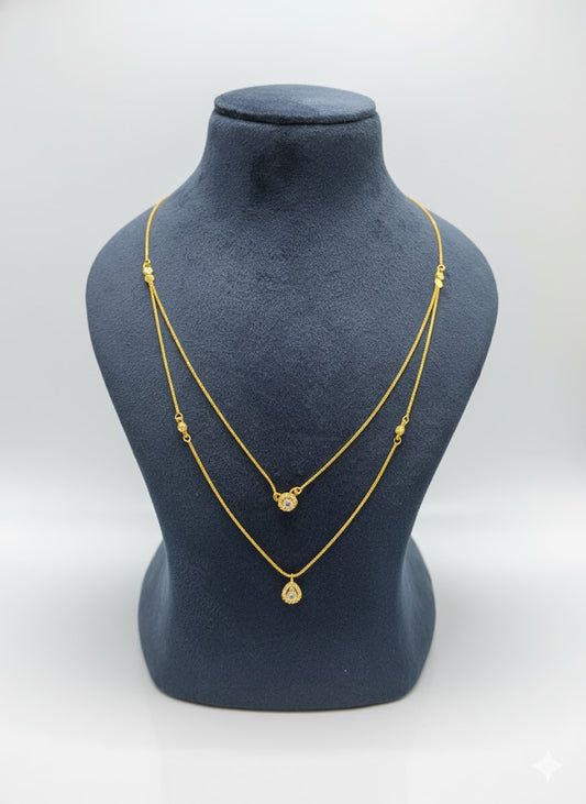 Golden Dual Grace Pendant Chain Set