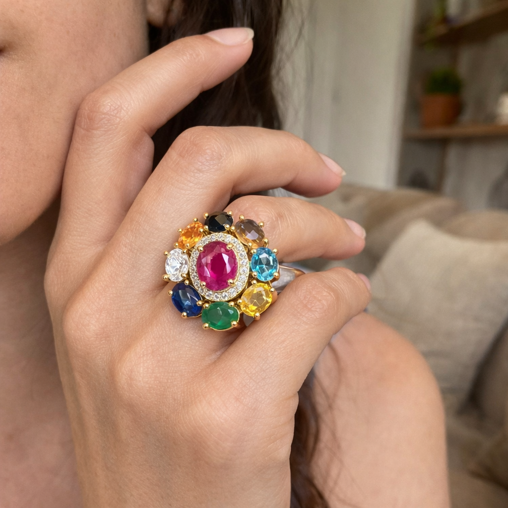 Cosmic Navratna Statement Ring
