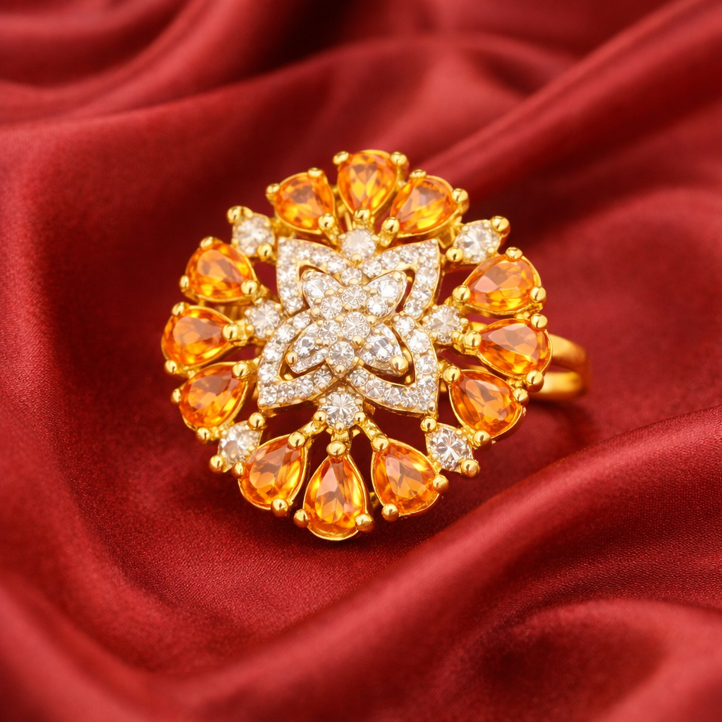 Crimson Bloom Diamond-Style Ring