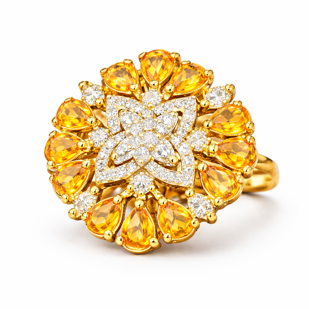 Crimson Bloom Diamond-Style Ring