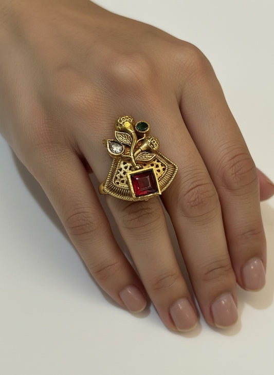 Crimson Dynasty Bloom Ring