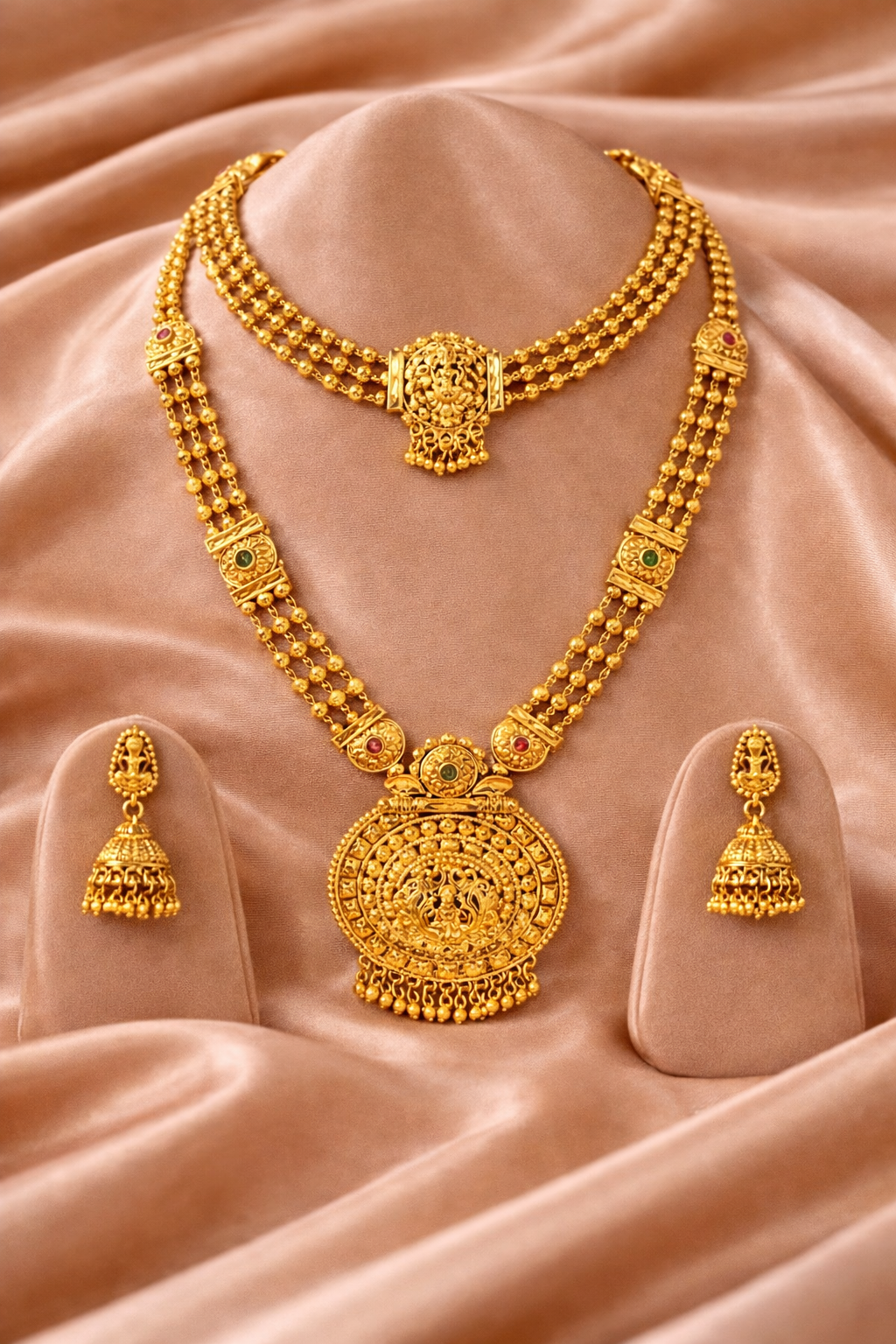 Devi Lakshmi Maa Dual Necklace Set