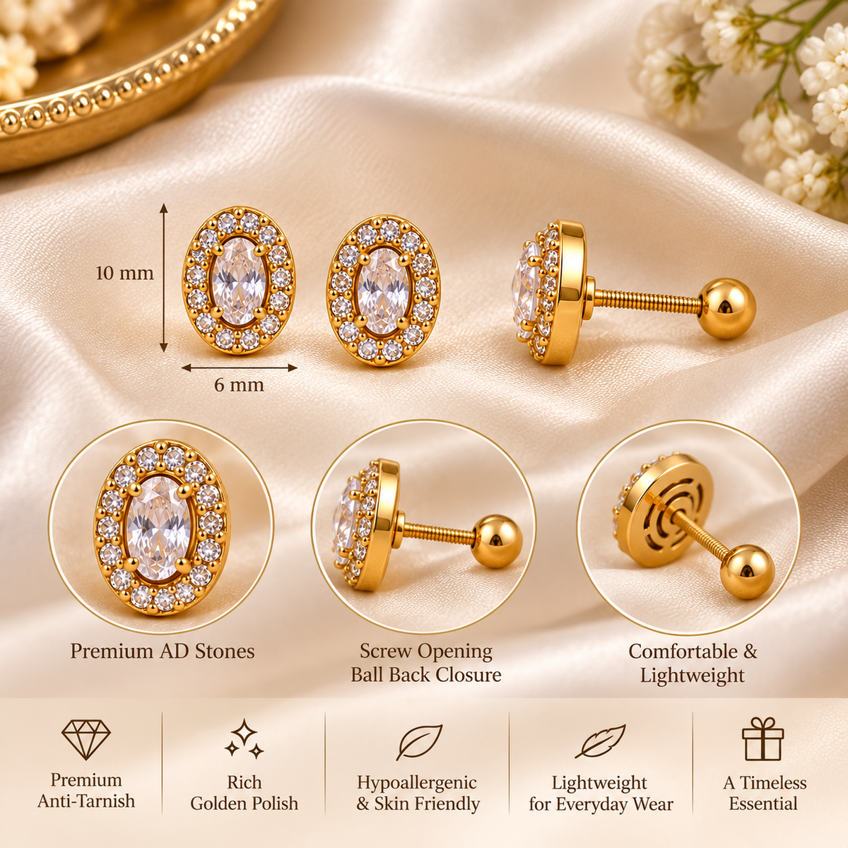 Oval Radiance Stud Earrings