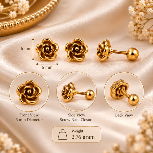 Golden Rose Stud Earrings