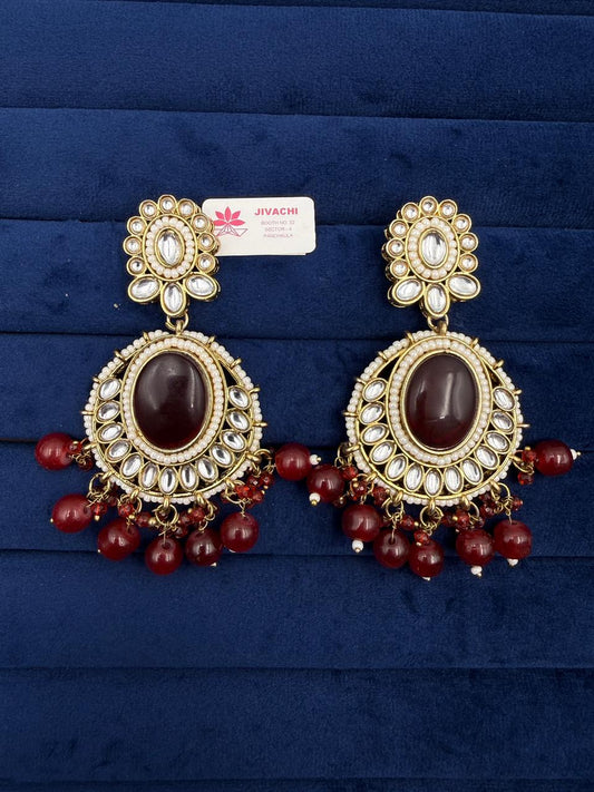 Ruby Aura Kundan Pearl Drop Earrings