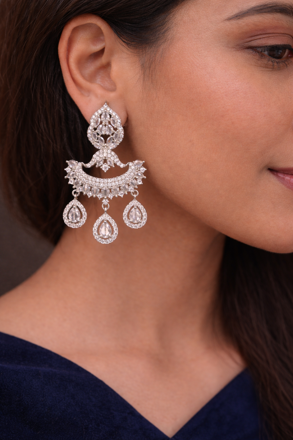 Noor Chandrika CZ Chandelier Earrings