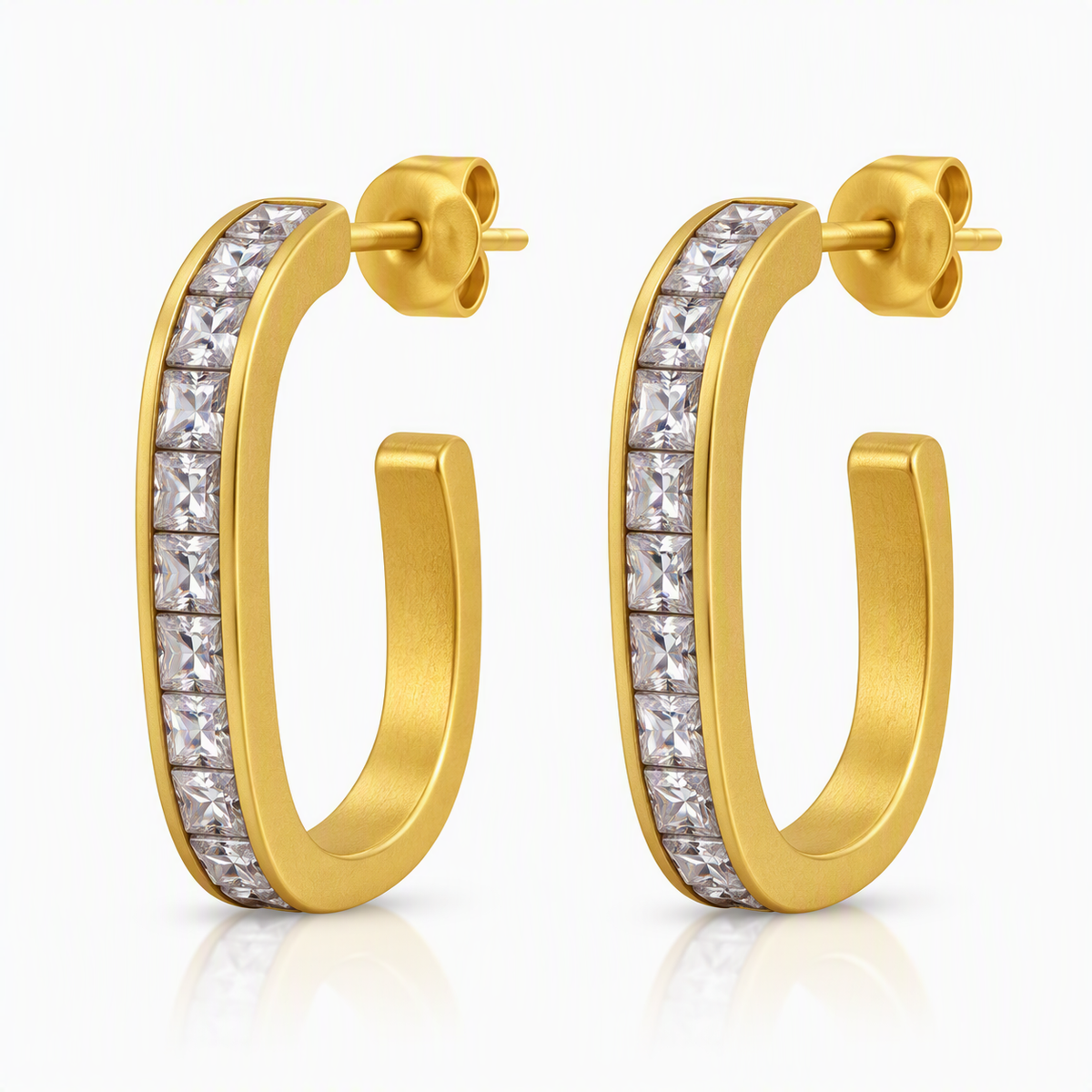 Golden CZ Open Hoop Earring