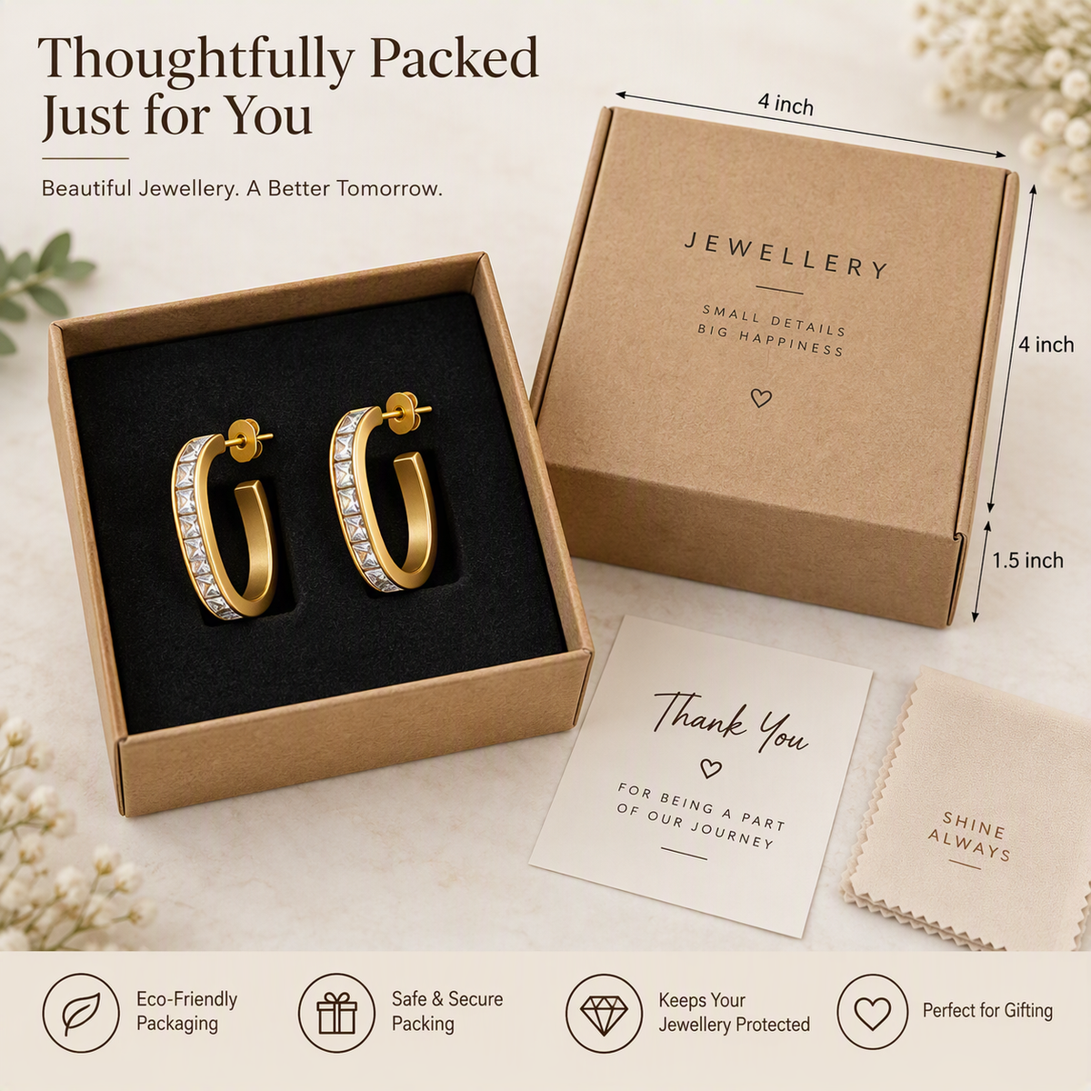Golden CZ Open Hoop Earring