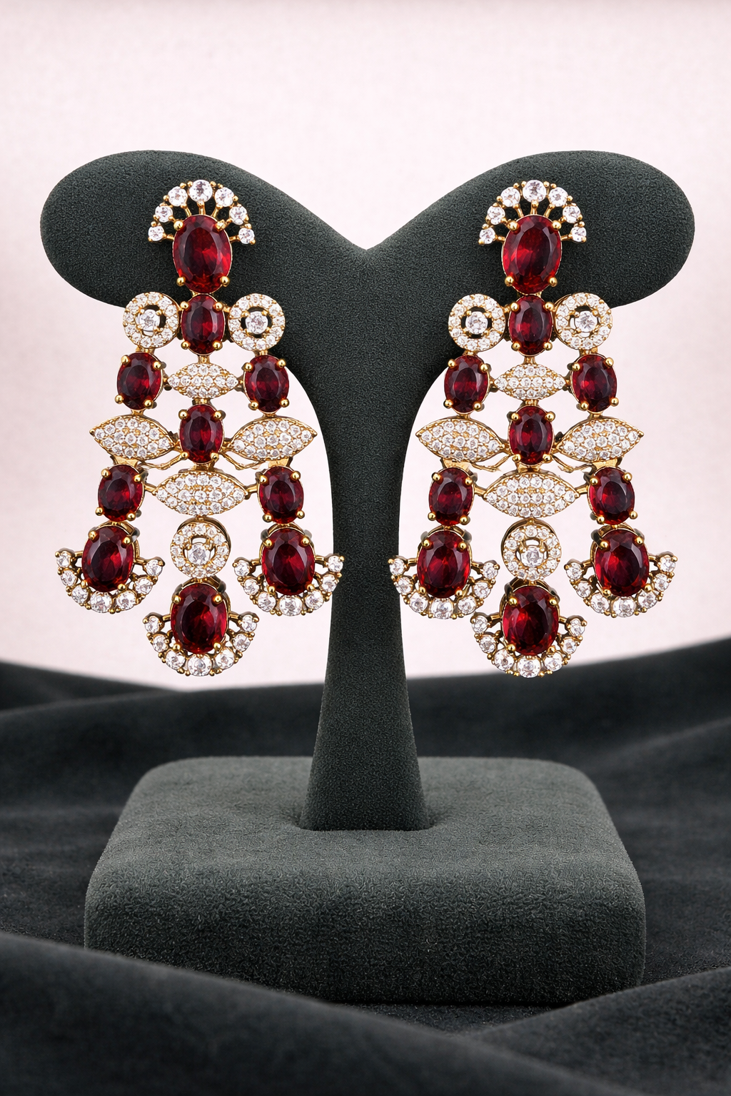 Garnet Cascade Statement Earrings