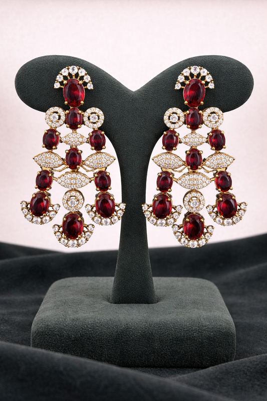 Garnet Cascade Statement Earrings