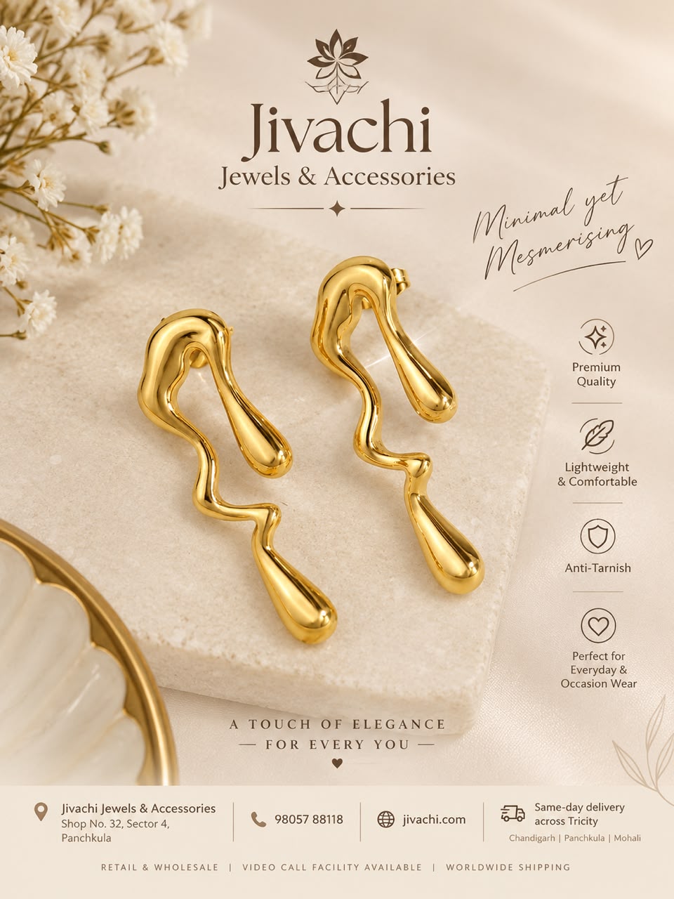 Fluid Gold Drop Earrings