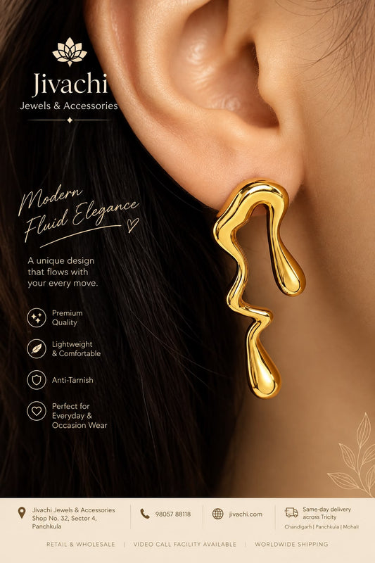 Fluid Gold Drop Earrings