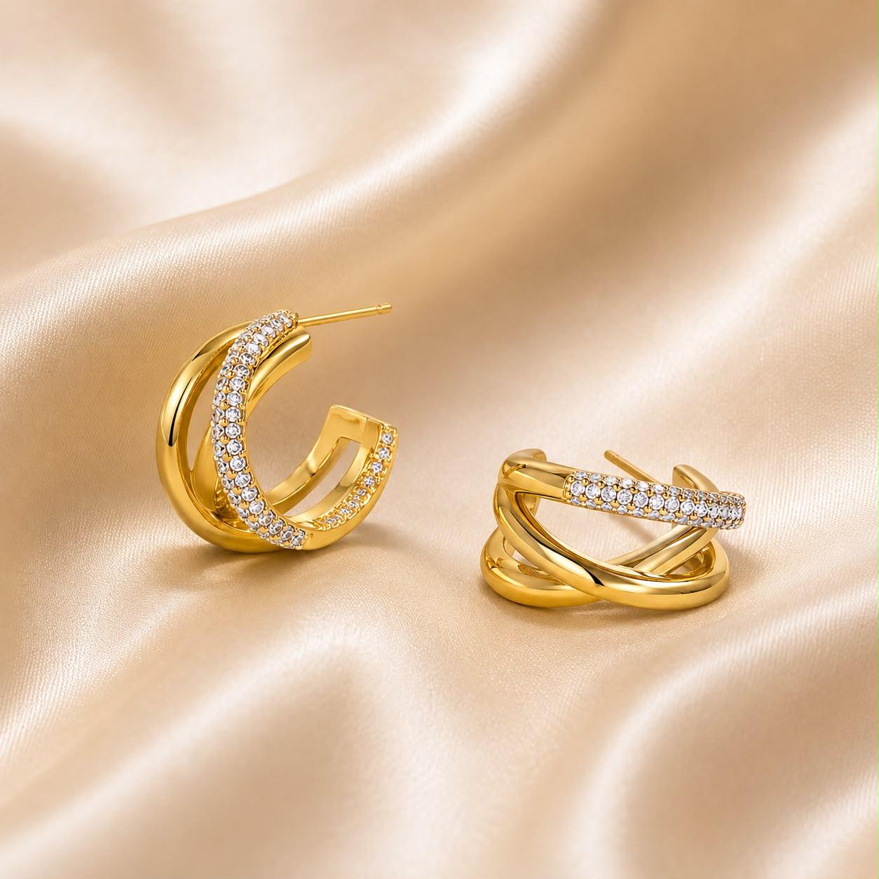 Aurora Luxe Crossover Hoop Earrings