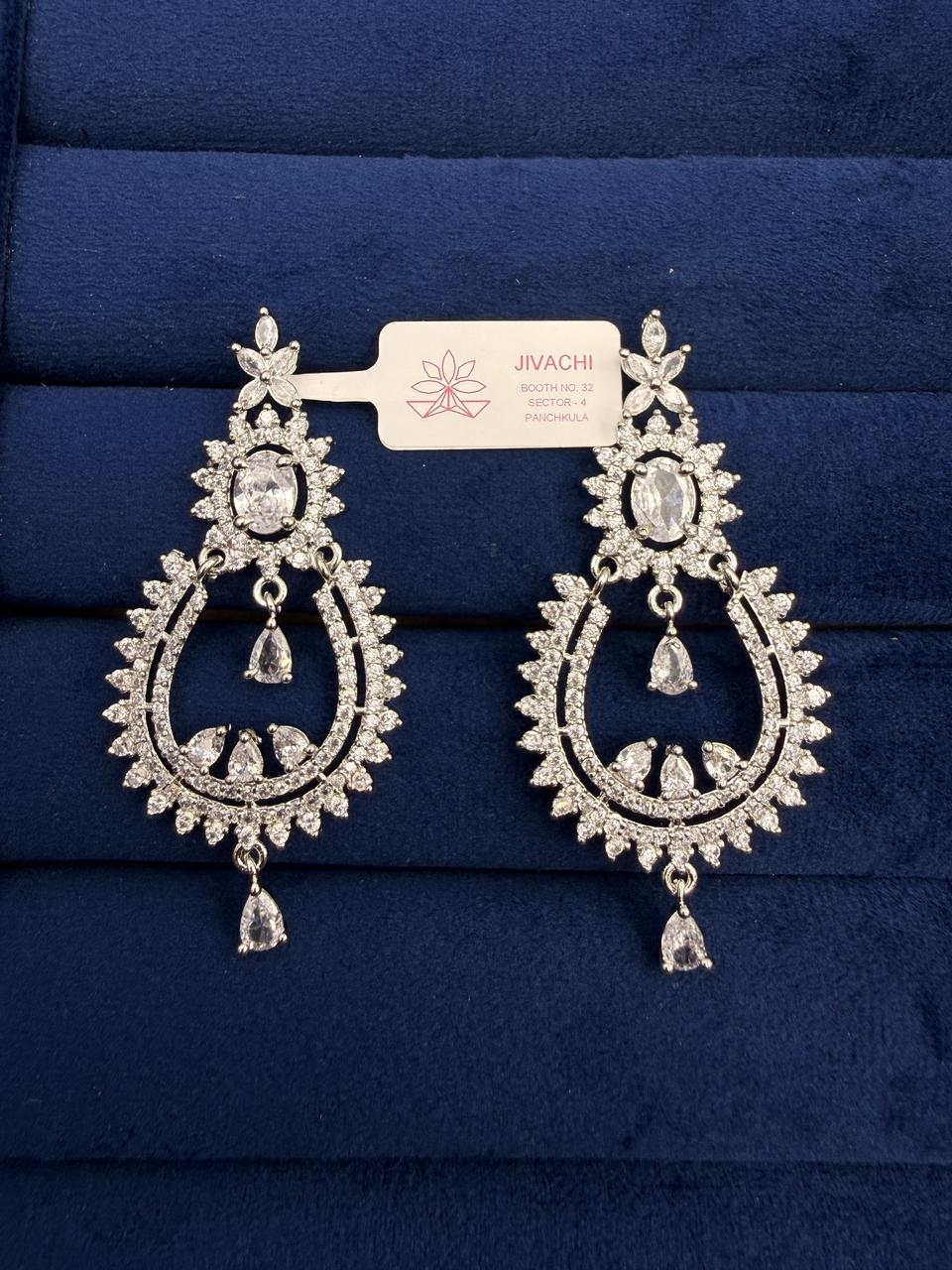 Celestia Oval Drop CZ Earrings