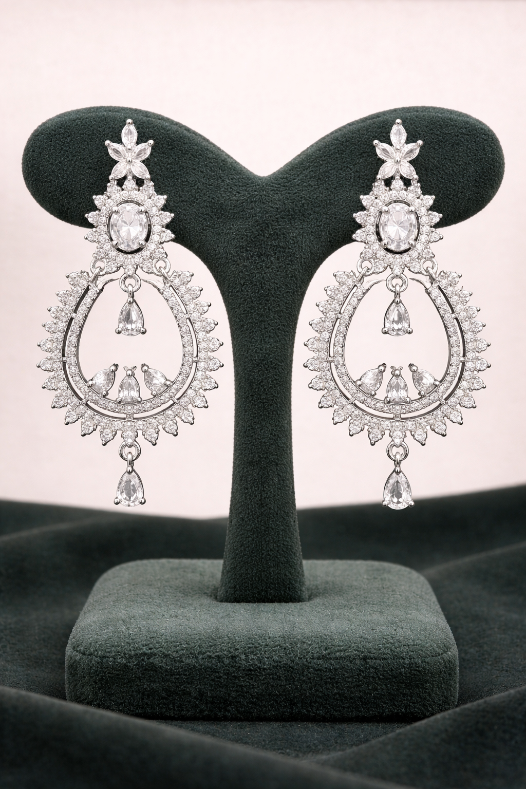 Celestia Oval Drop CZ Earrings