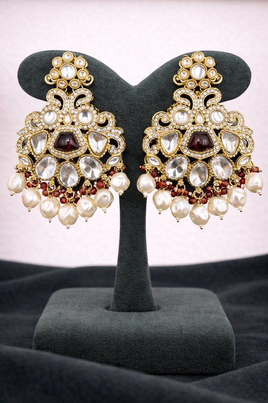 Noor Kundan Pearl Drop Earrings