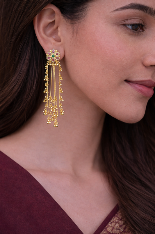 Swarna Pushp Tassel Earrings