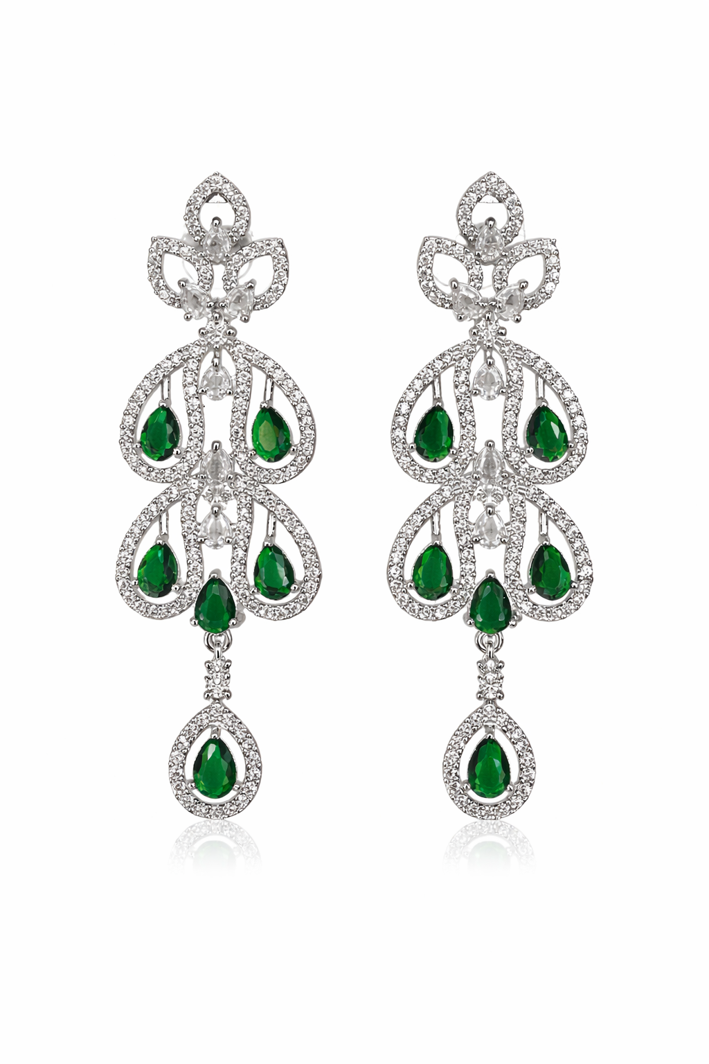 Emerald Royale Cascade CZ Chandelier Earrings